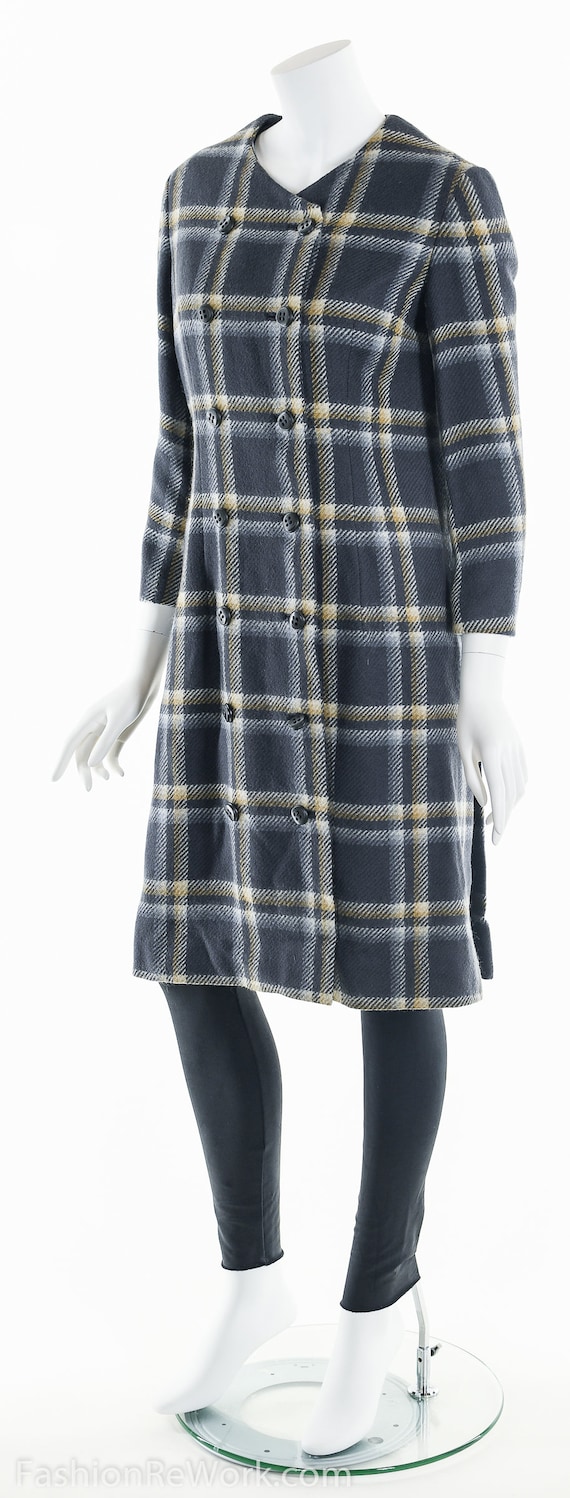 80s Plaid Wool Coat Double Breasted Coat TaraLynEvansStudio