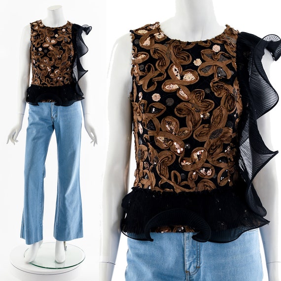 Origami Asymmetric Ruffle Top - Gem