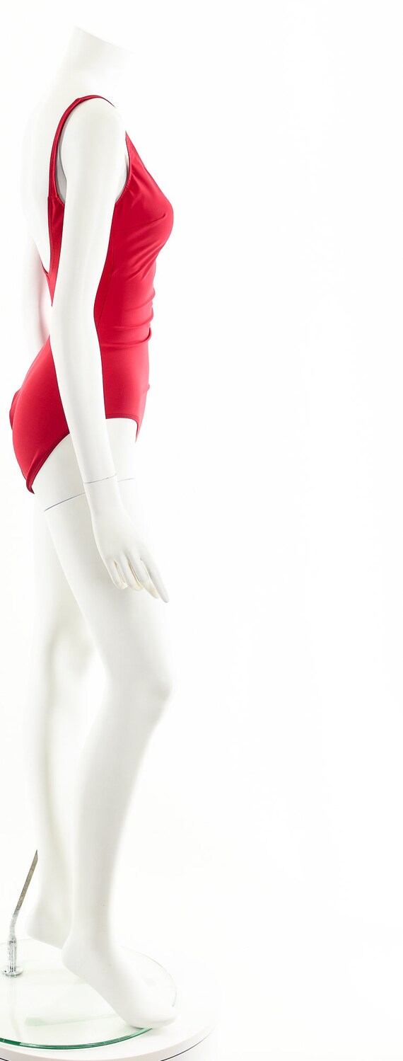 red bathing suit,red one piece,red vintage suit,6… - image 5