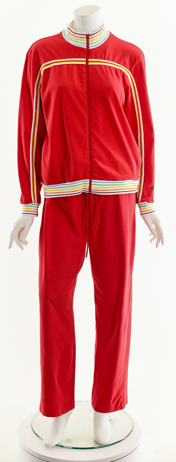 Red Rainbow Track Suit,Vintage Rainbow Jumpsuit,7… - image 4