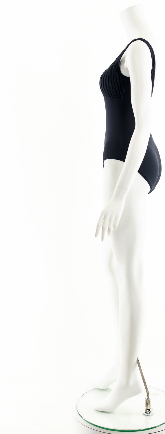 Black Ruched Body Suit, 90s Vintage Leotard - image 9