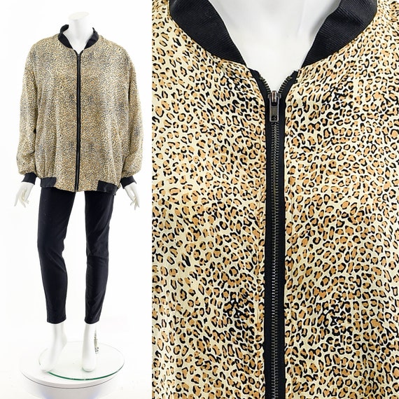 Leopard Cheetah Silk Bomber Jacket - image 3