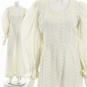 Vestido bohemio victoriano con ojales blancos