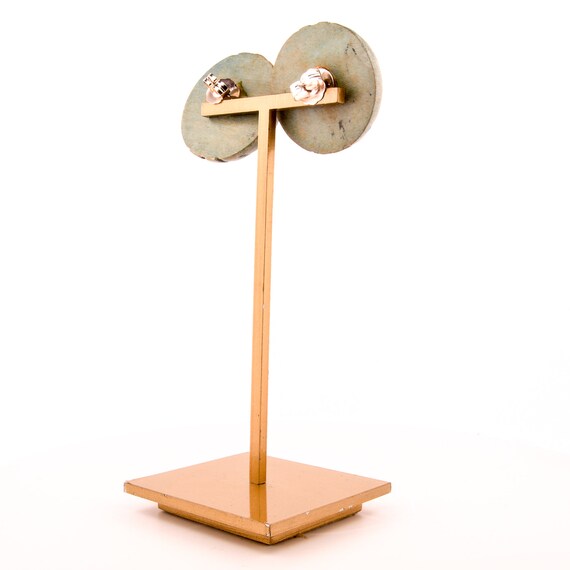 Blue Wooden Carved Earrings 80s - image 6