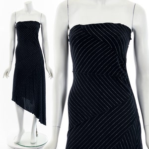 y2k surged seam strapless asymmetric dress