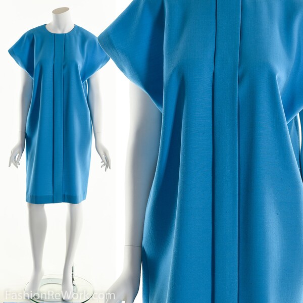 Electric Blue Dress, Vintage 80's Dress, Minimalist Dress, Avant Garde Dress, Futuristic Dress, Sack Dress, Shift Dress, Festival Dress