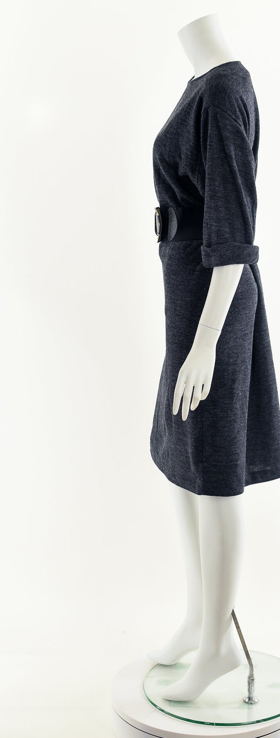 Charcoal Gray Ribbed T-Shirt Dress - image 9