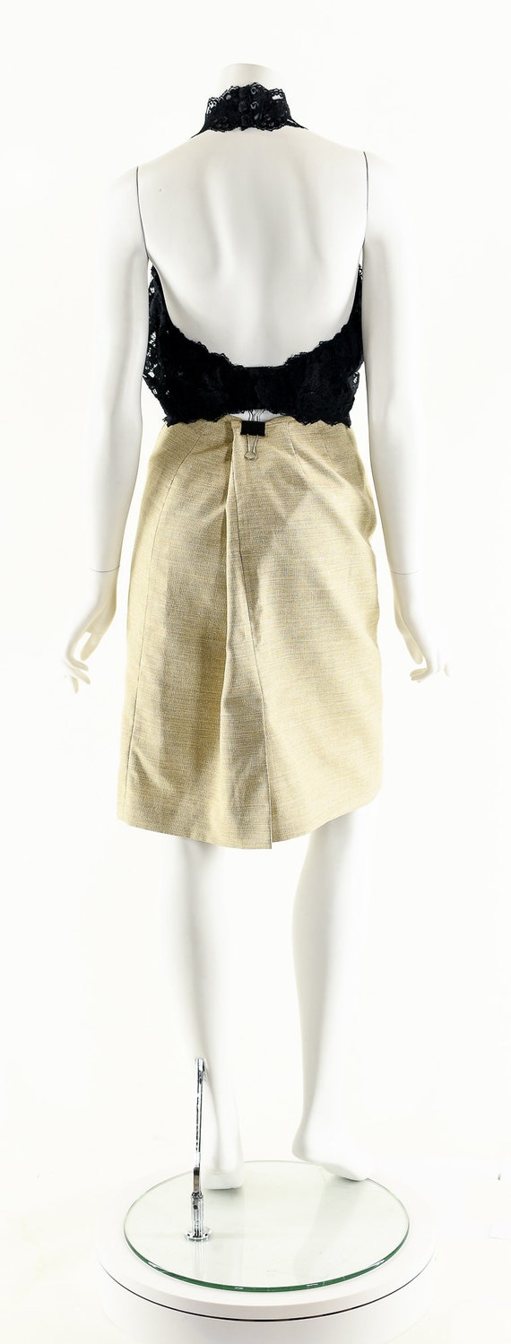 Beige Linen Skirt,Tan Gold Skirt,Metallic Gold Pe… - image 7