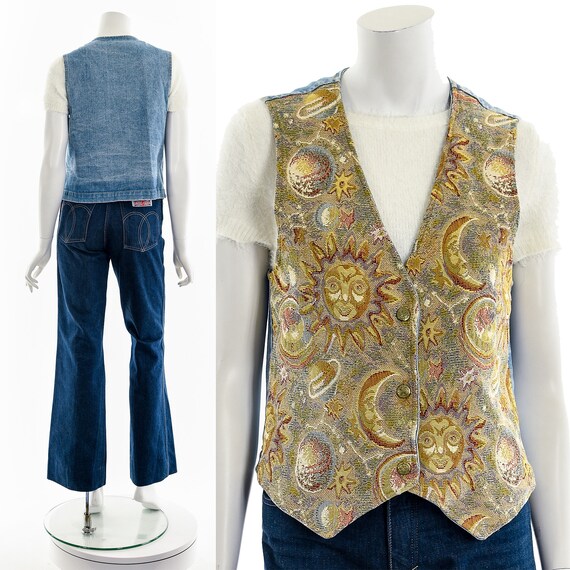 Celestial Sun Saturn Space Brocade Vest - image 3