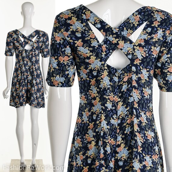 Floral Romper, Rose Romper, Rose Jumpsuit, Blue J… - image 1