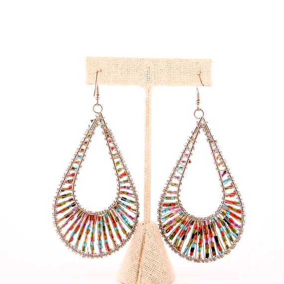 metallic rainbow peacock earrings,bohemian rainbo… - image 5