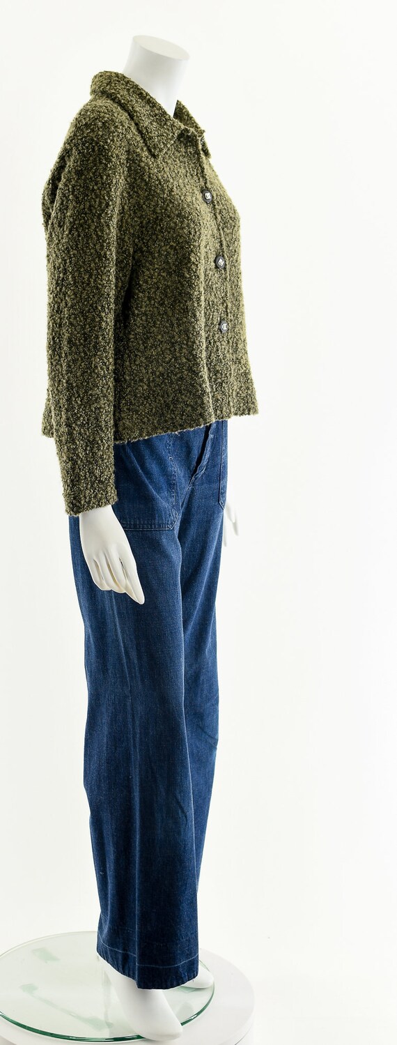 Green Sherpa Nubby Knit Sweater - image 5