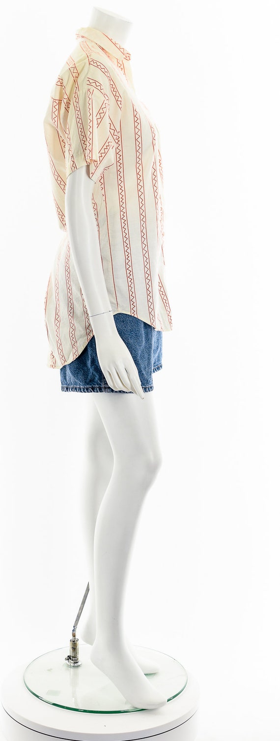 Tribal Zig Zag Open Back Button Down Top - image 5