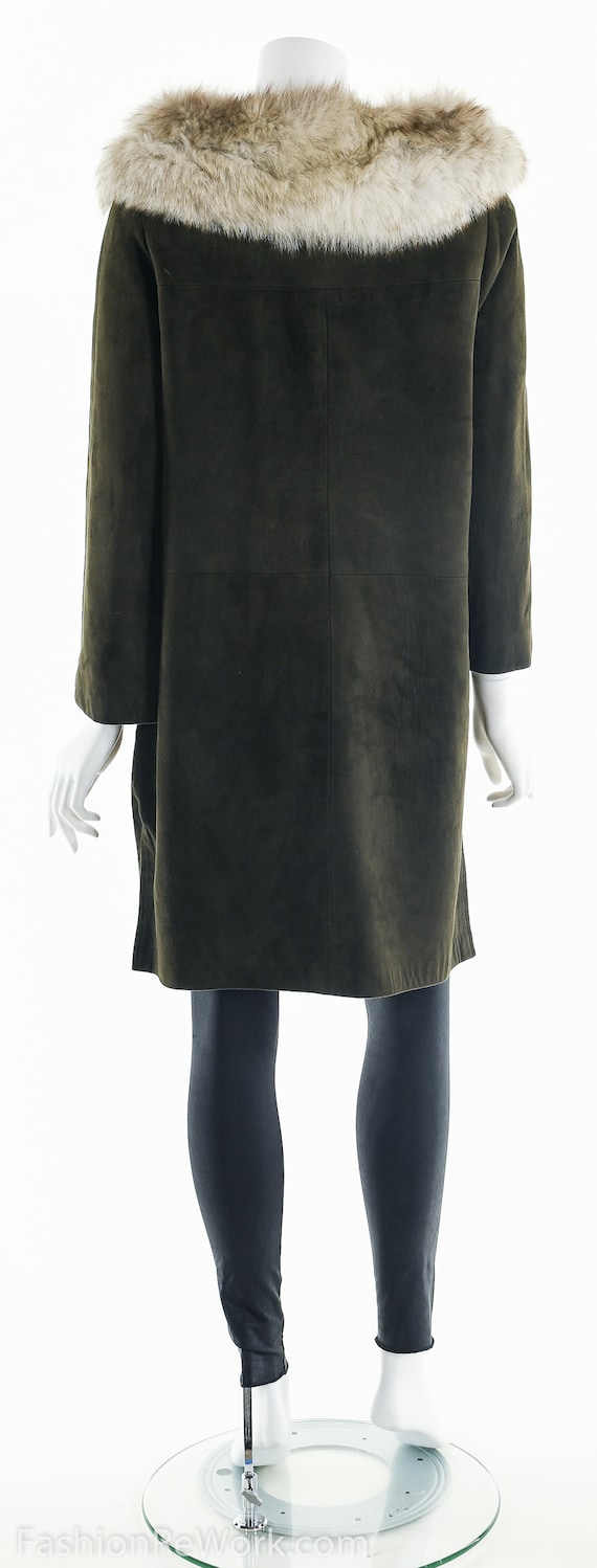 60's Suede Leather Coat, Brown Suede Coat, Mink F… - image 4