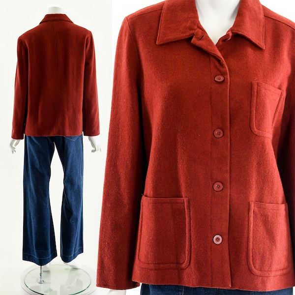 Red Boiled Wool Chore Coat