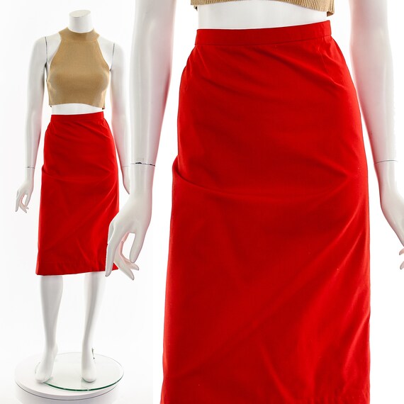 Red High Waist Skirt Etsy Canada