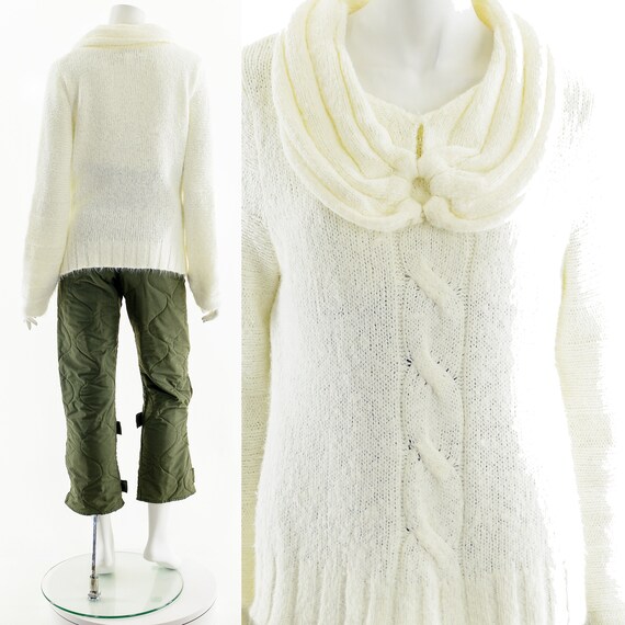 Creamy Cable Knit Cowl Sweater - image 2