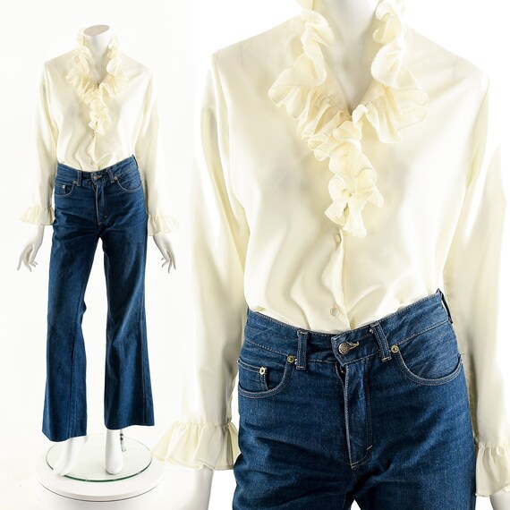 Origami Ruffle Blouse,Victorian Inspired Blouse,Cu