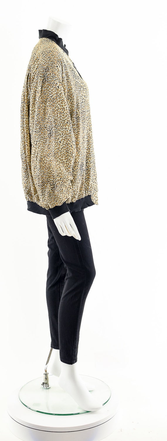 Leopard Cheetah Silk Bomber Jacket - image 5