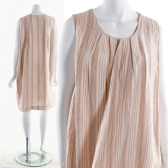 Linen Dress, Minimalist Linen Dress, Pink Stripe … - image 2