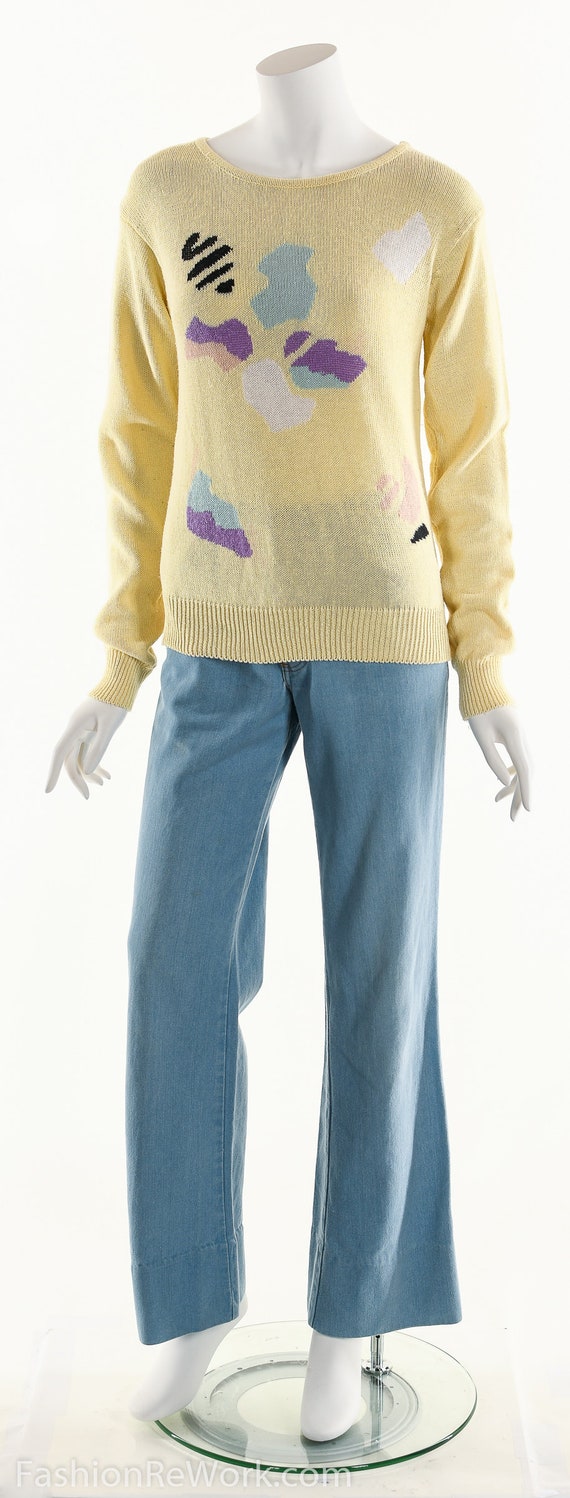 OLEG CASSINI Sweater, Yellow Sweater, Abstract Sw… - image 3