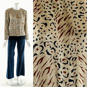 Animal Print Leopard Silky Blouse 80s