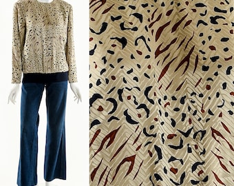 Animal Print Leopard Silky Blouse 80s