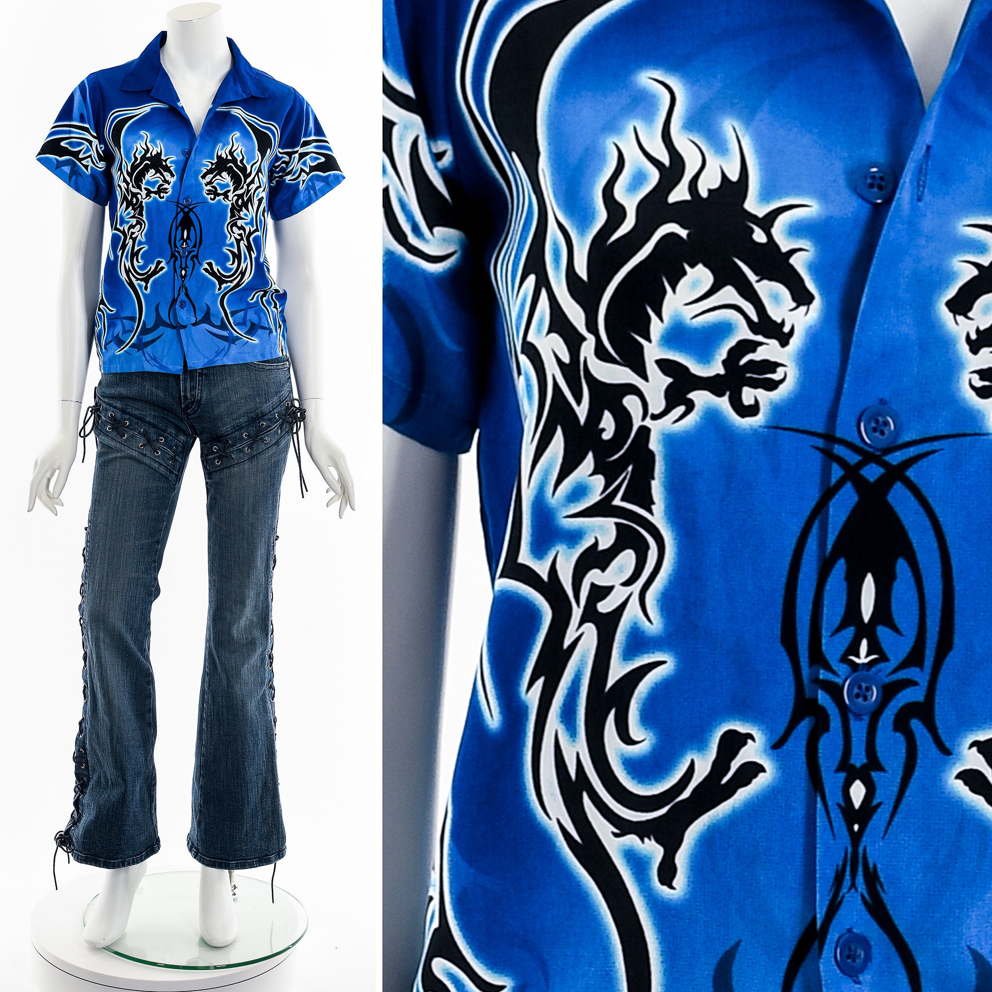 Y2k Dragon Button Up - Etsy display picture 2