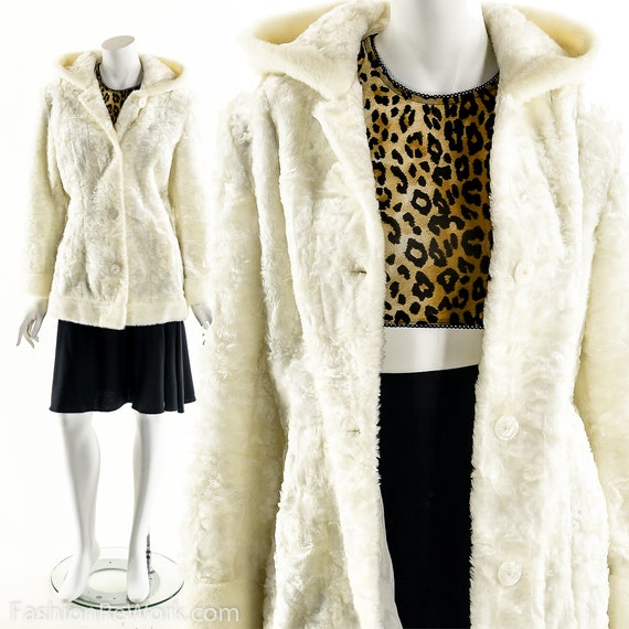 White Faux Fur Coat,90s Plush Teddy Bear Coat,Vin… - image 3