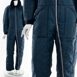 Navy Blue Asymmetric Zip Up Quilted Jumpsuit