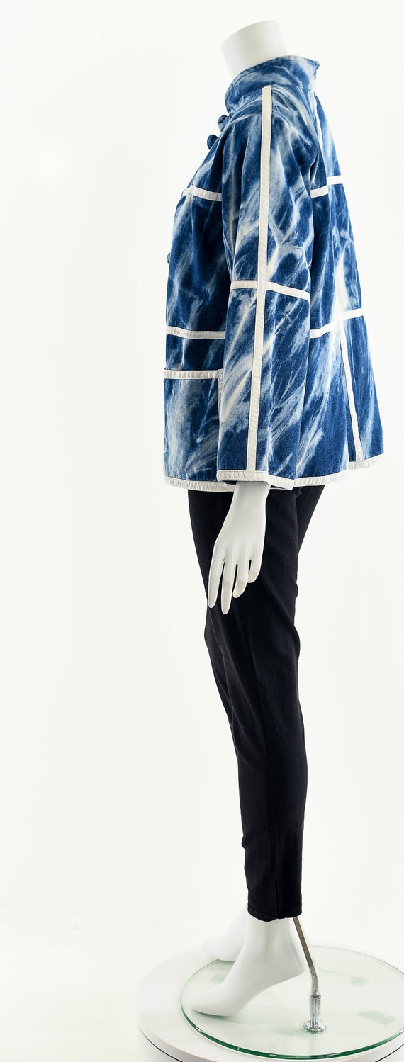 Shibori Leather Kimono,Indigo Blue Jacket,Bohemia… - image 9