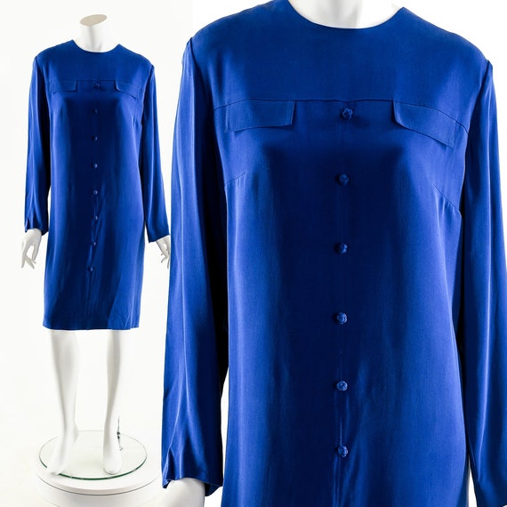 MINIMALIST Silk Dress,Royal Blue Dress,Silk Shift