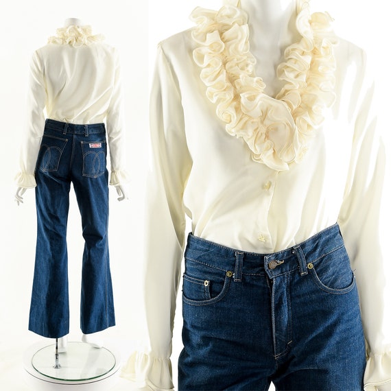 Ruffle Collar Blouse,Dramatic Ruffle Top,Dramatic… - image 3