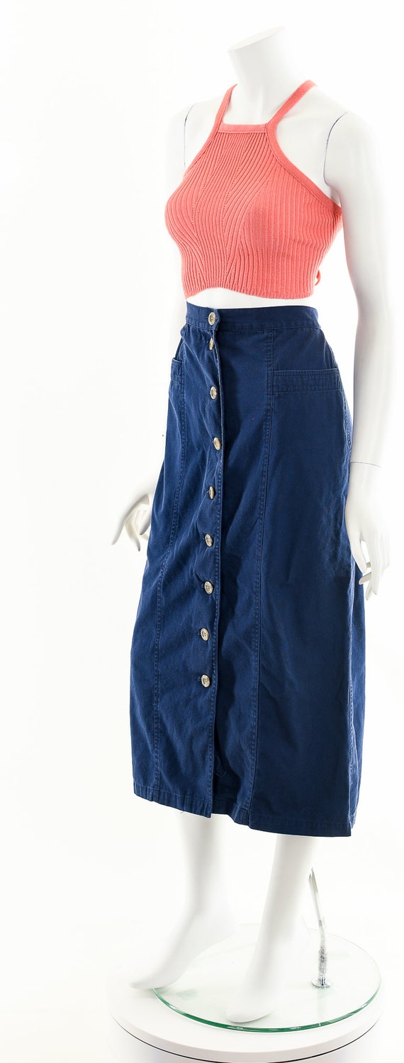 Navy Button Up Midi Skirt,Blue Sexy Button Skirt,… - image 10