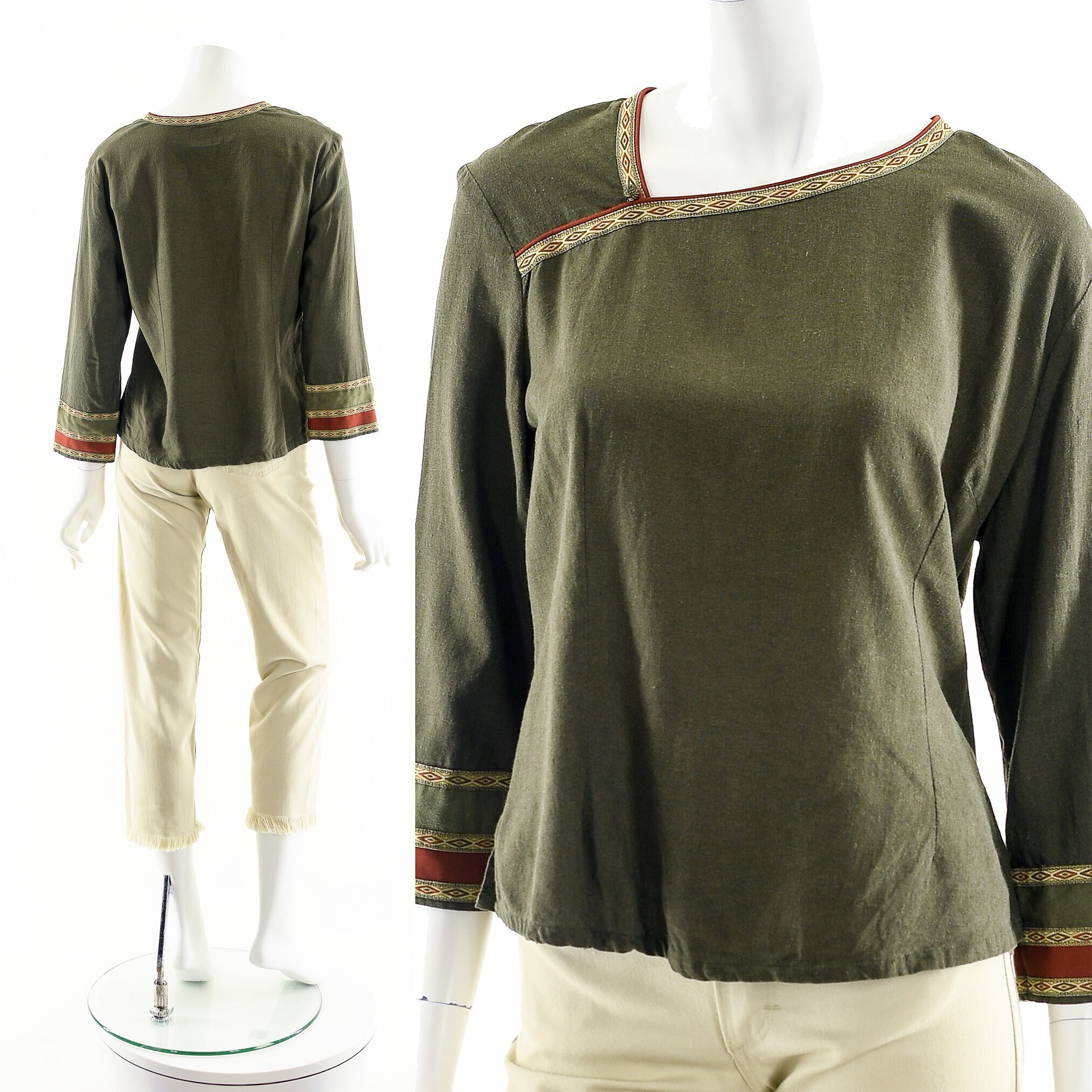 Asymmetric Green Blouse