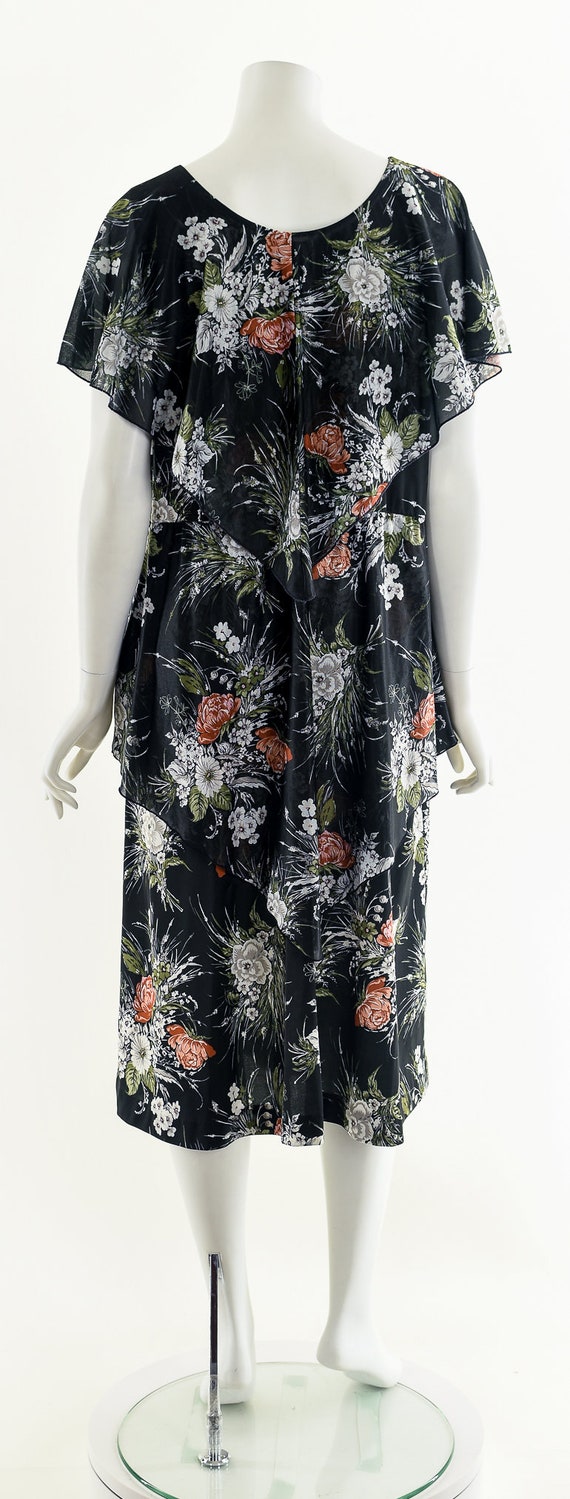 Black Floral Flowy Midi Dress - image 7