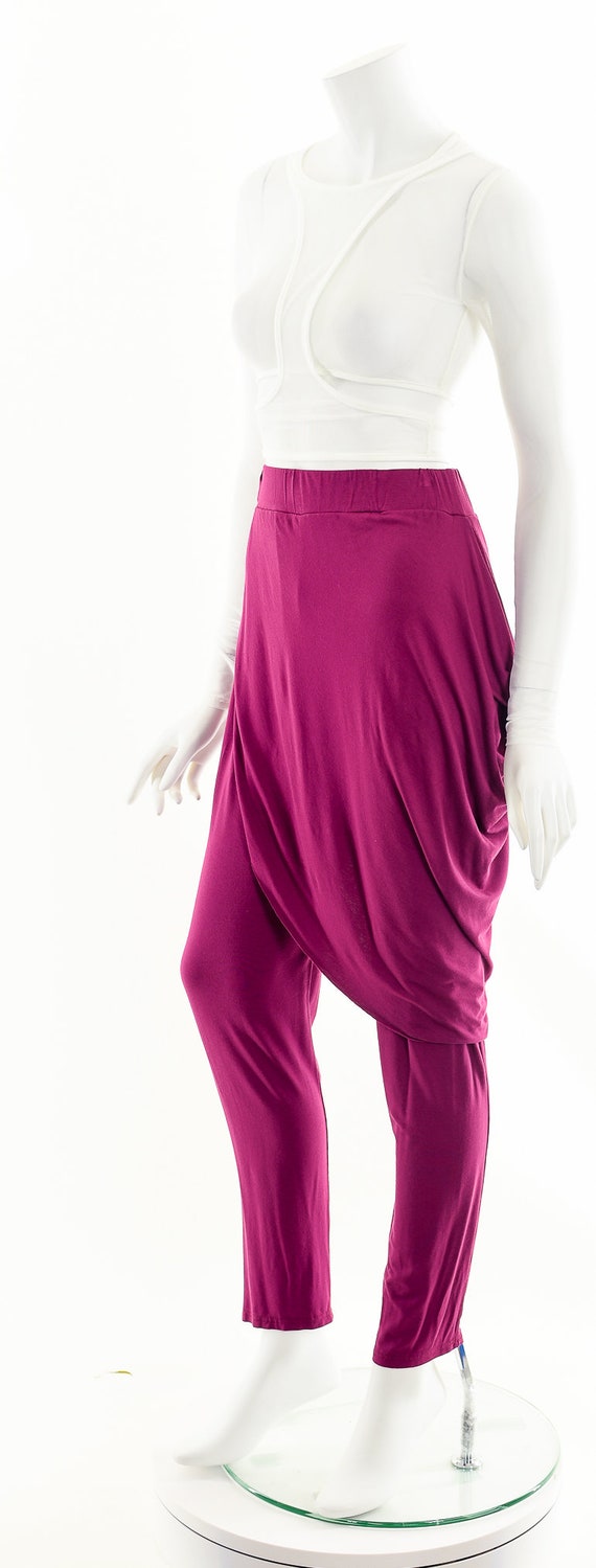 asymmetric harem pants,pink stretchy pants,stretc… - image 10