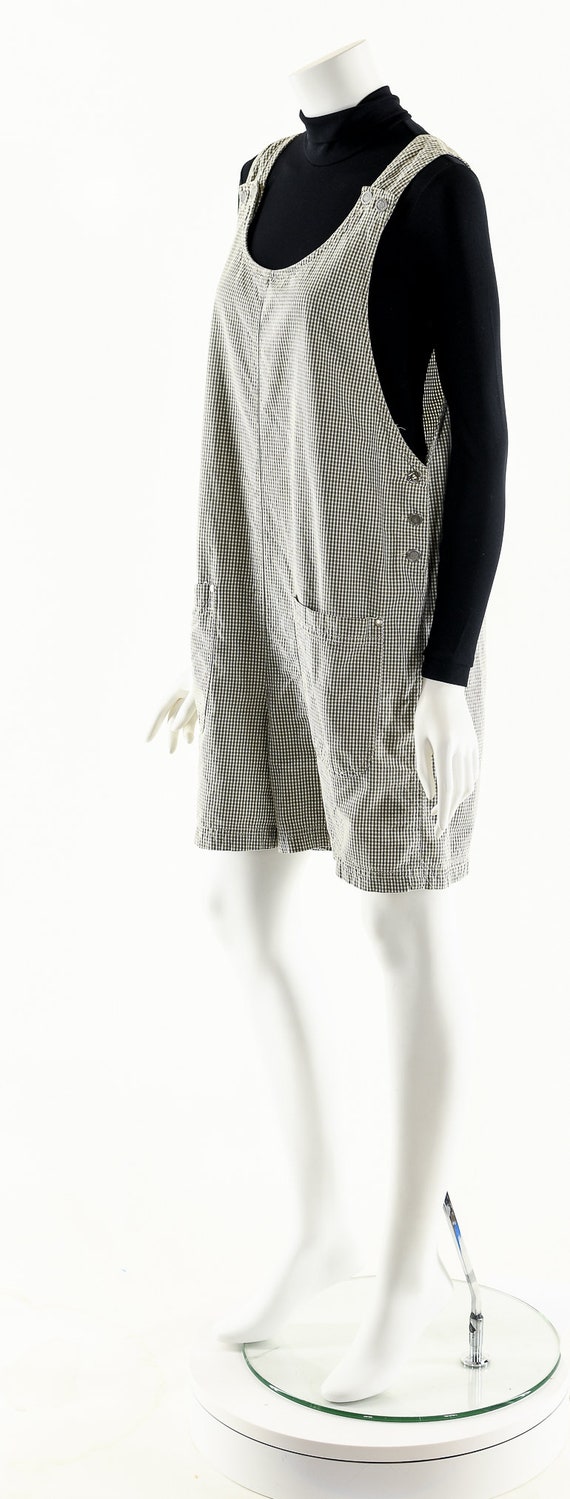 Minimalist Gingham Romper,90's Jumpsuit,Gray Whit… - image 8