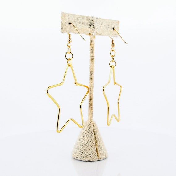 Gold Star Statement Earrings - image 4