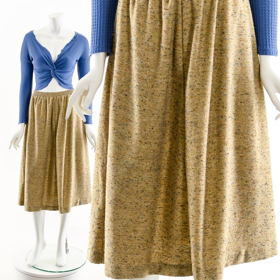 Melange Sandstone Midi Skirt, Neutral Speckled Mi… - image 1