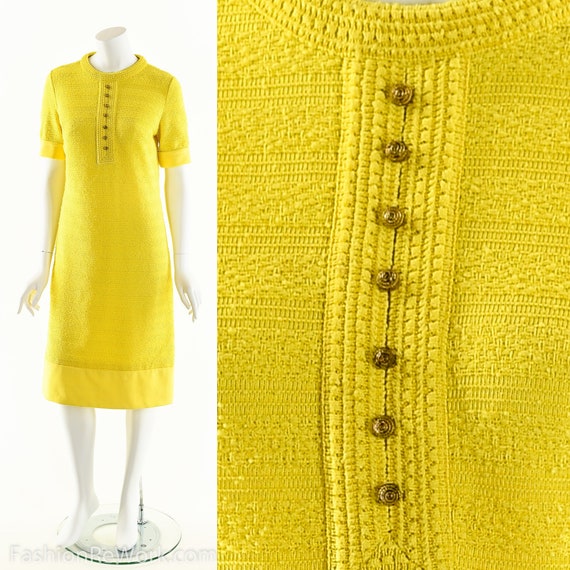 Vibrant Knit Dress,60s Sweater Dress,Mock Neck Dr… - image 1