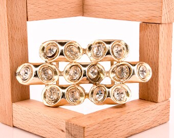 Gold Rhinestone Anemone Belt Buckle