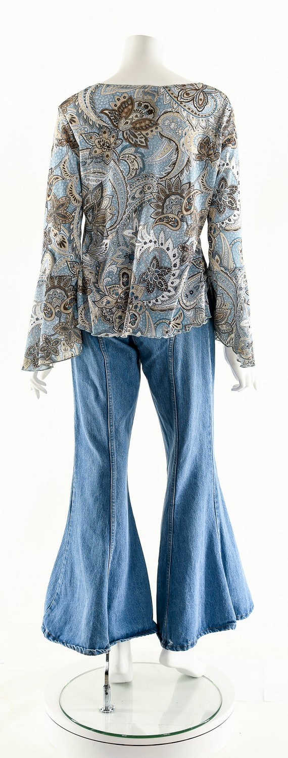 Blue Bohemian Blouse,Paisley Print Boho Top,90s D… - image 7