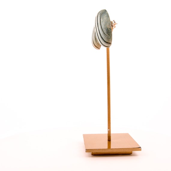 Blue Wooden Carved Earrings 80s - image 3