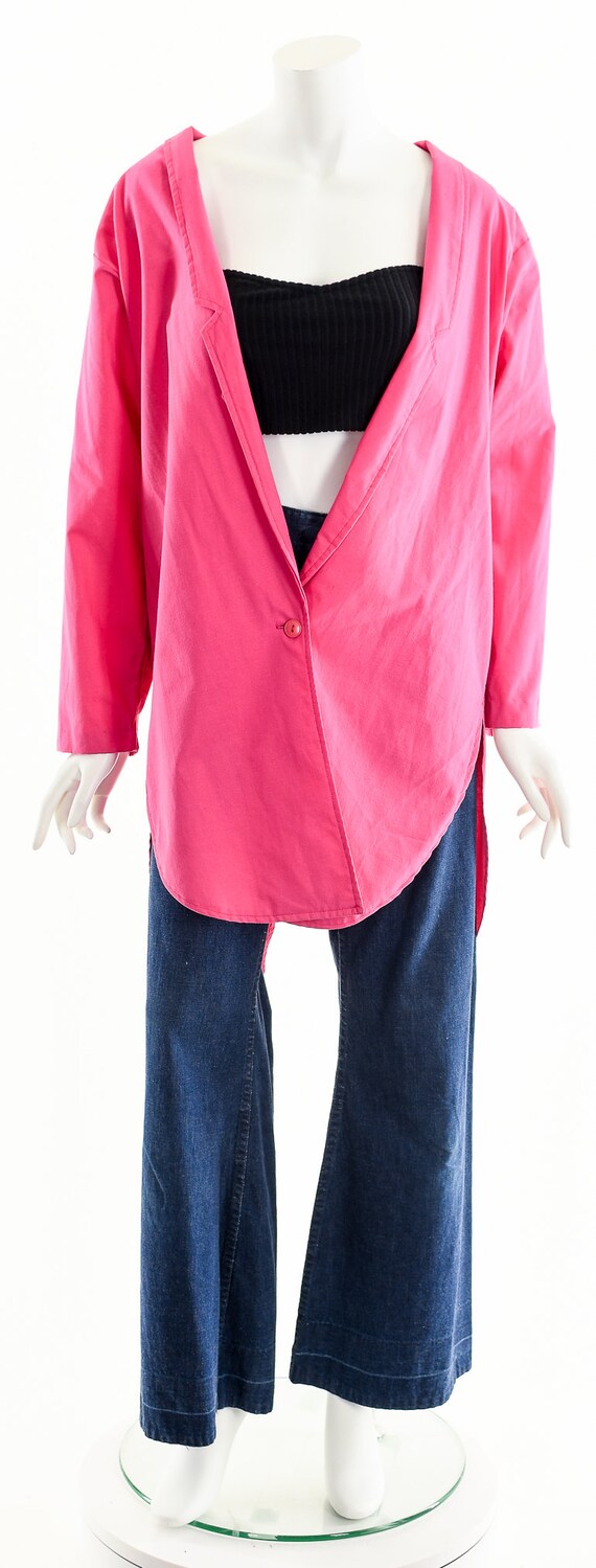 Hot Pink Cotton Oversized Blazer Jacket - image 4