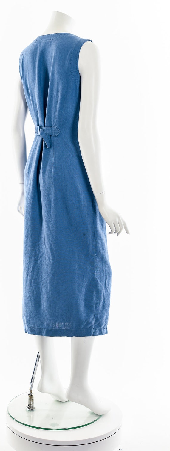 Dusty Blue Linen Button Down Midi Dress - image 6