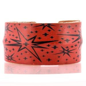 Red Starburst Leather Gauntlet Cuff