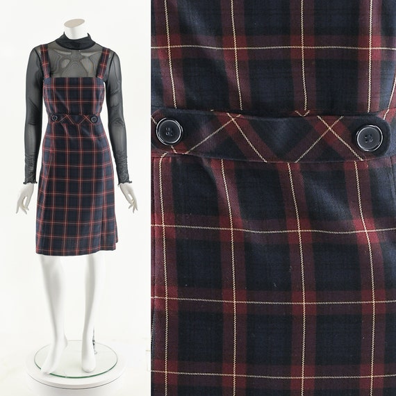 Suspender Plaid Dress,Preppy Tartan Dress,Vintage… - image 1