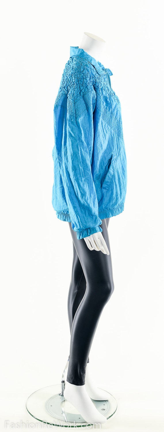 Vintage 90s Windbreaker,Quilted Aqua Blue Jacket,… - image 3