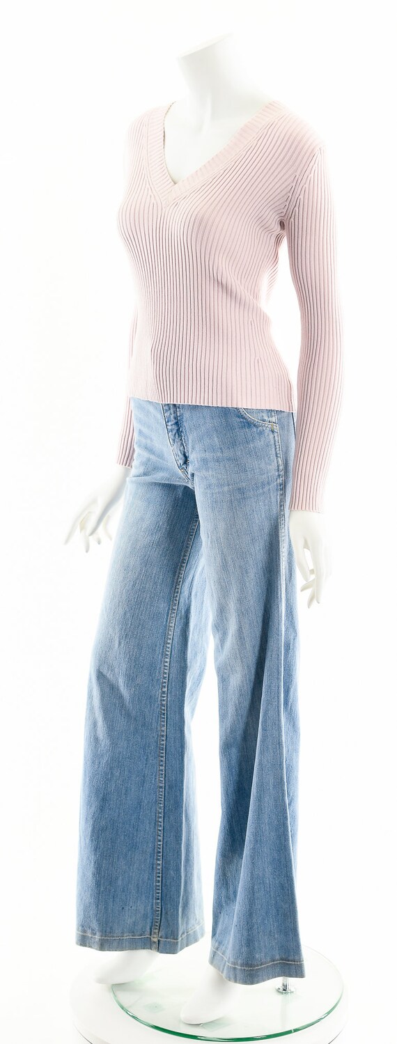 Y2K Baby Pink Ribbed sweater,90s Pink Ribbed Sweater,… Gem